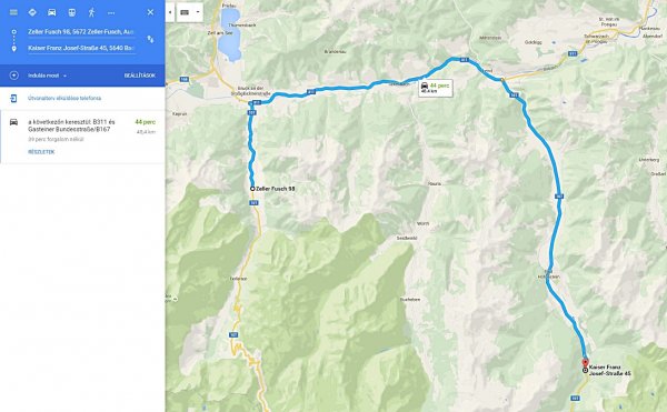 Gasteinertal, ide vezető útvonal térképe